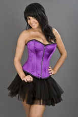  Glamour overbust lace up corset in purple satin - 