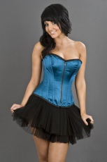  Glamour overbust fashion corset in turquoise satin - 