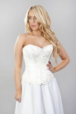  Glamour overbust fashion corset in white blossom brocade /   - 