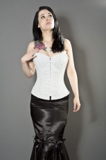  Glamour overbust zip up corset in white bond - 
