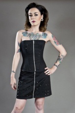  Griselda punk rock mini skirt with spikes in black twill /   - 