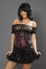  Grotica underbust gothic corset in black & burgundy velvet - 