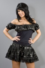 Gypsy gothic top in black cotton and black PVC - 
