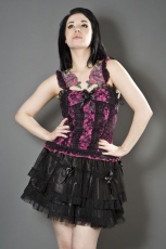  Heartless gothic top in pink cotton and black lace overlay - 
