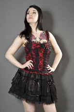  Heartless red gothic cotton top with black lace overlay - 
