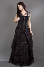  Jasmin overbust corset with straps in black scroll brocade - 
