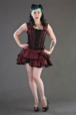  Jasmin overbust gothic corset in burgundy taffeta with black motif - 