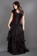  Jasmin overbust gothic corset in burgundy velvet - 