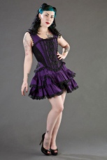  Jasmin overbust gothic corset in purple taffeta with black motif - 