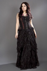  Jasmin overbust corset with straps in red scroll brocade - 