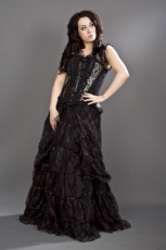  Jasmin overbust corset with straps in silver scroll brocade - 