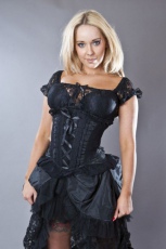  Jasmin underbust gothic corset in black scroll brocade - 