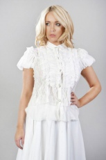  Katie frilled victorian shirt in white chiffon and white lace - 