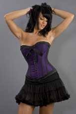  Lily hook and eye overbust burlesque corset in purple taffeta - 