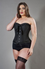  Lily overbust plus size corset in black taffeta - 