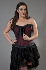  Lily overbust plus size corset in burgundy taffeta - 