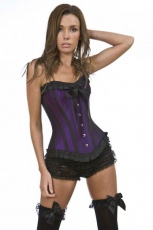  Lily overbust steel boned corset in purple taffeta - 