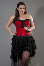  Lily overbust plus size corset in red taffeta - 