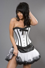  Lily overbust steel boned corset in white satin - 