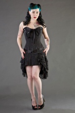  Lily zip overbust burlesque corset in pinstripe - 