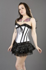  Lily zip overbust burlesque corset in white satin - 