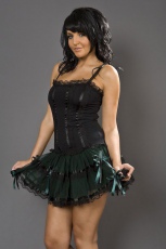  Lingerie mini dress in black cotton and green mesh - 
