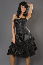  Lolita knee length burlesque skirt in black satin /  /  /  - 
