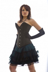  Lolita burlesque mini skirt in turquoise satin & black mesh overlay /  /  /  - 