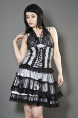  Lolita burlesque mini skirt in white satin & black mesh overlay /  /  /  - 