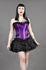  Lucy overbust burlesque corset in purple and black satin - 