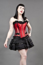  Lucy overbust burlesque corset in red and black satin - 