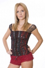  Lucy gothic top in red PVC and black lace overlay - 