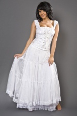 Lucy ladies top in white cotton and white lace overlay /   - 