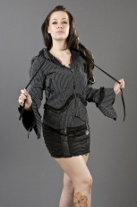 Manga women's gothic hoodie in black and white stripes - 