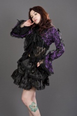 Melissa gothic bolero jacket in purple cotton & black lace overlay - 