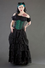  Mistress underbust steel boned corset in green taffeta - 