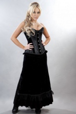  Morgana long gothic skirt in black satin flock - 