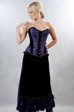  Morgana long victorian goth skirt in purple satin flock - 