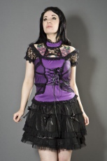  Morgana gothic top in purple cotton with mesh overlay - 