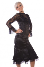  Morticia knee length burlesque skirt in black satin - 