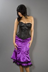  Morticia knee length burlesque skirt in purple satin - 