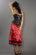  Morticia knee length burlesque skirt in red satin - 