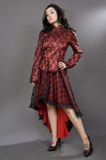  Nightshade victorian gothic jacket in red satin and lace overlay - 
