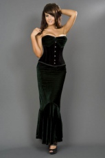  Opera overbust steel boned corset in black & green velvet - 
