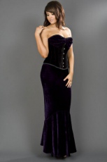  Opera overbust steel boned corset in black & purple velvet - 