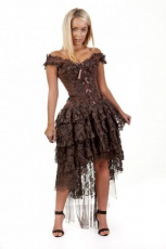  Ophelie burlesque corset dress in brown brocade - 