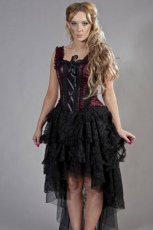  Ophelie vintage corset dress in burgundy satin flock - 