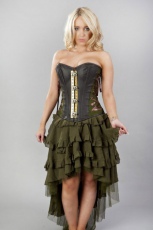  Ophelie long burlesque skirt in olive green chiffon /  - 