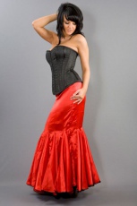  Panel long mermaid skirt in red satin - 