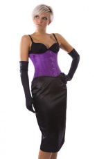  Pencil knee length skirt in black satin - 